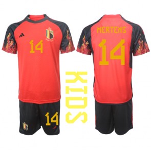 Belgie Dries Mertens #14 Dětské Domácí dres komplet MS 2022 Krátký Rukáv (+ trenýrky)